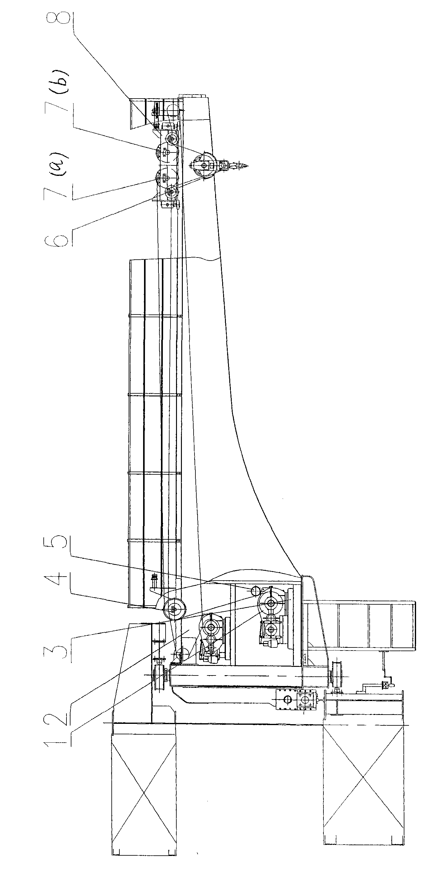 Hoisting traction mechanism of arm line-like cantilever crane