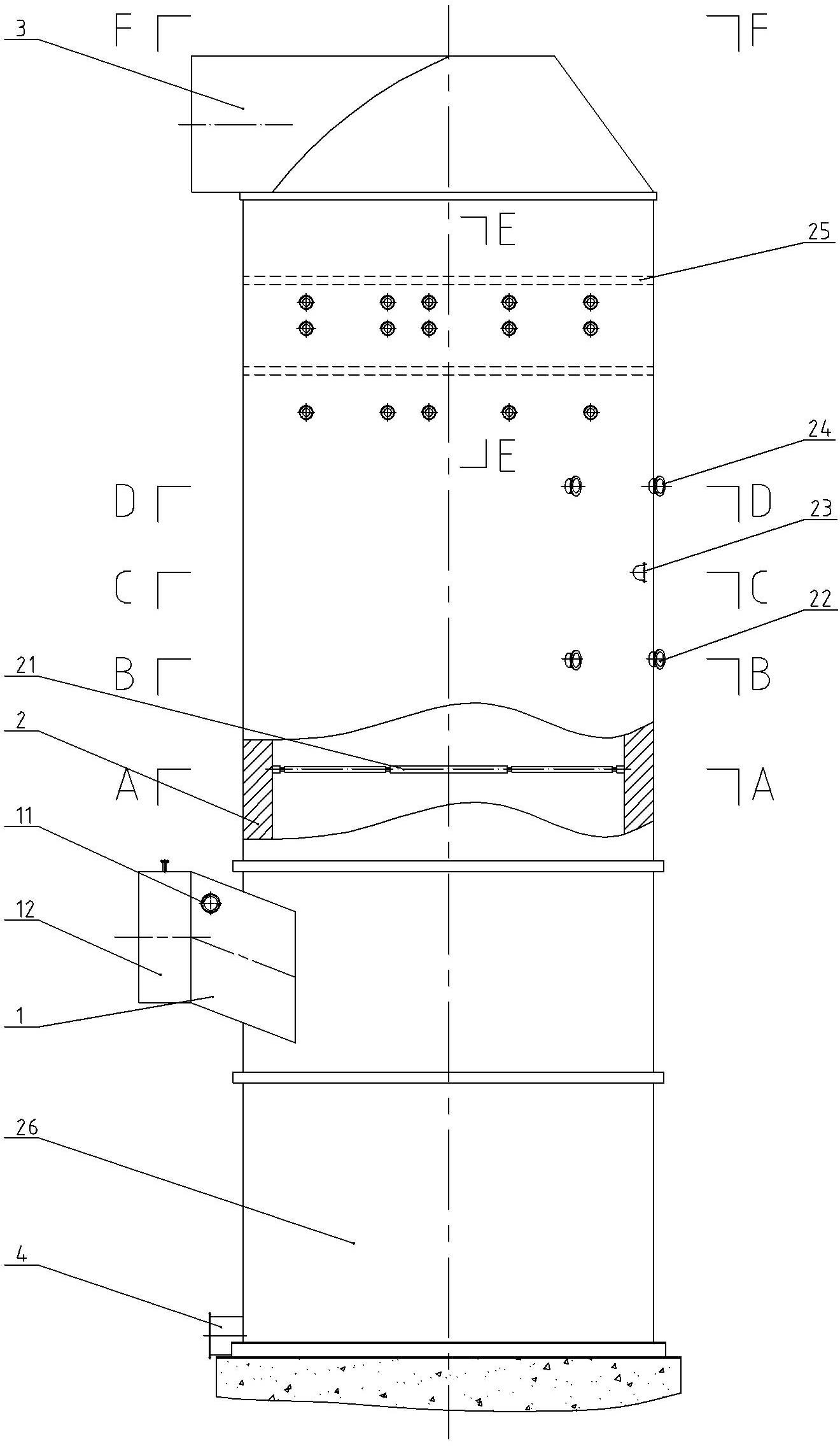 Pneumatic flow dividing, spraying and desulfurizing equipment