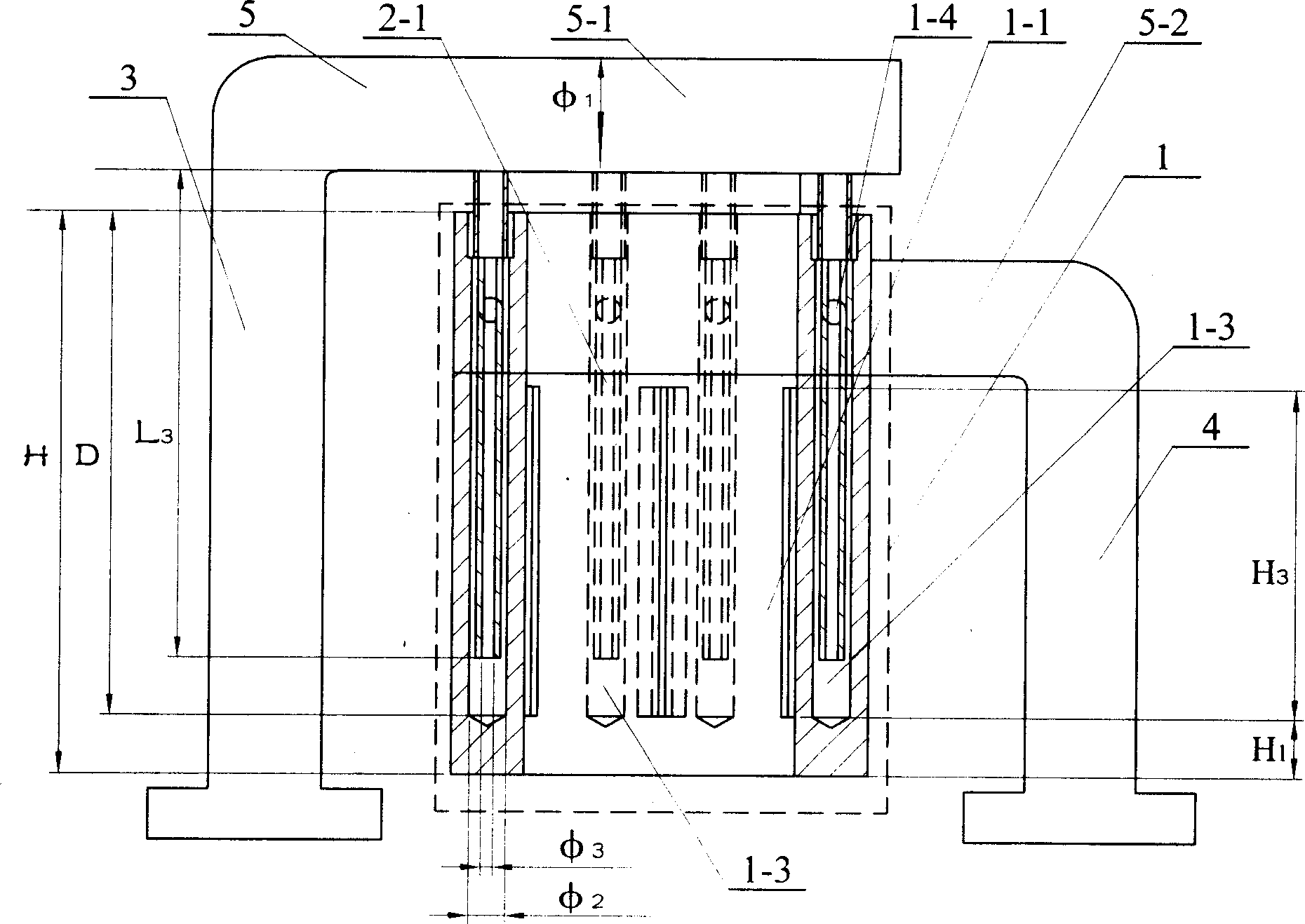 Rectangular cold crucible system suitable for continuous fusion casting directional freeze