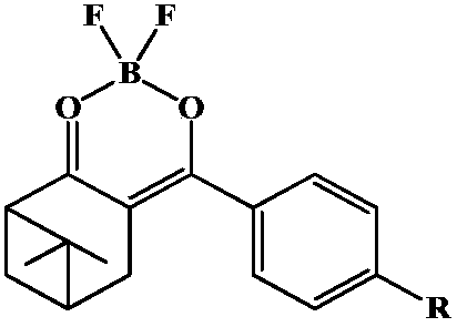 Nopinic alkyl beta-dione boron difluoride complexes and preparation method and application thereof