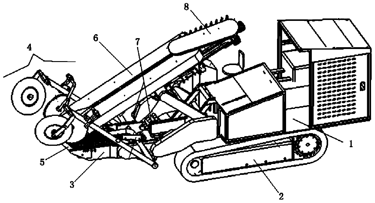 A longitudinal conveying device of a fully automatic crawler-type green onion harvester