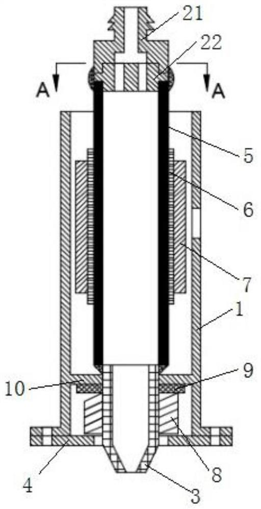 Printing end of high-viscosity ink-jet printing head and high-viscosity ink-jet printing head