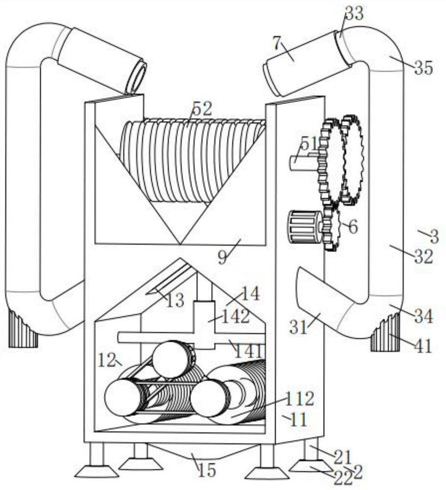 Efficient rubber crushing and recycling device and crushing and recycling method thereof