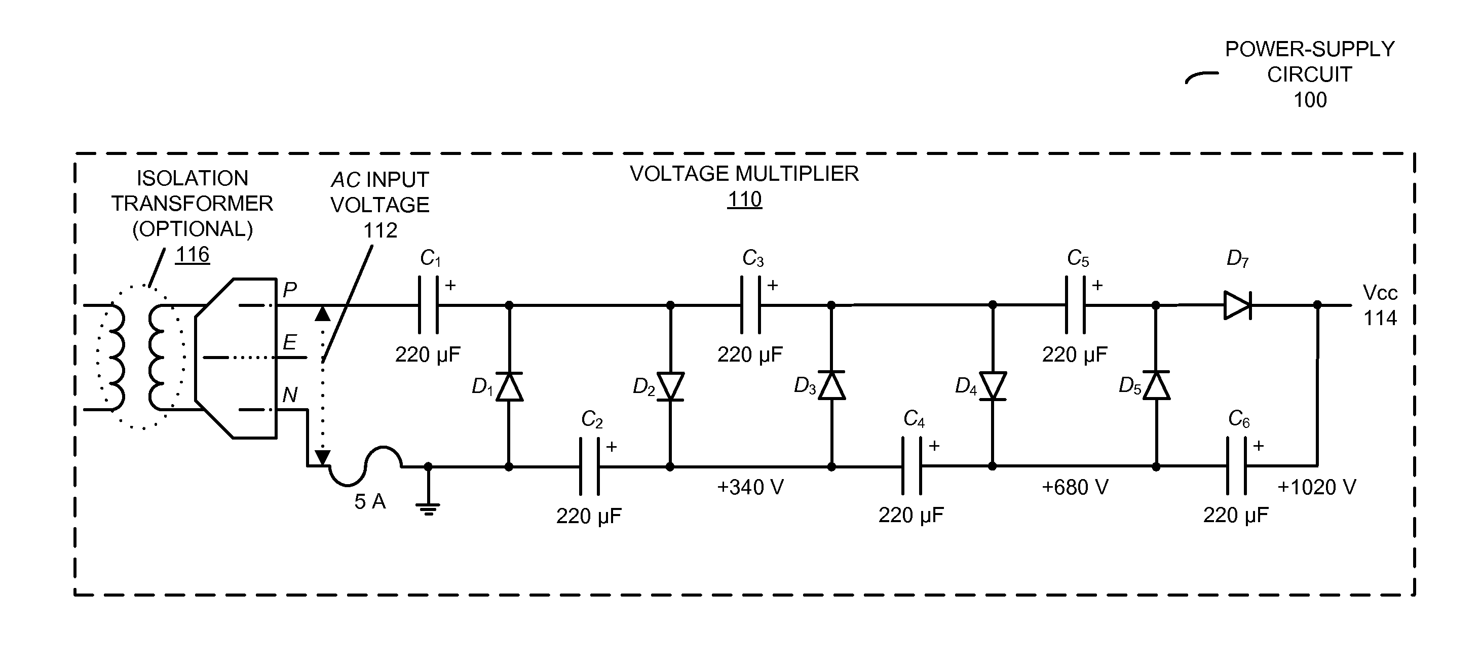 High-voltage regulated power supply