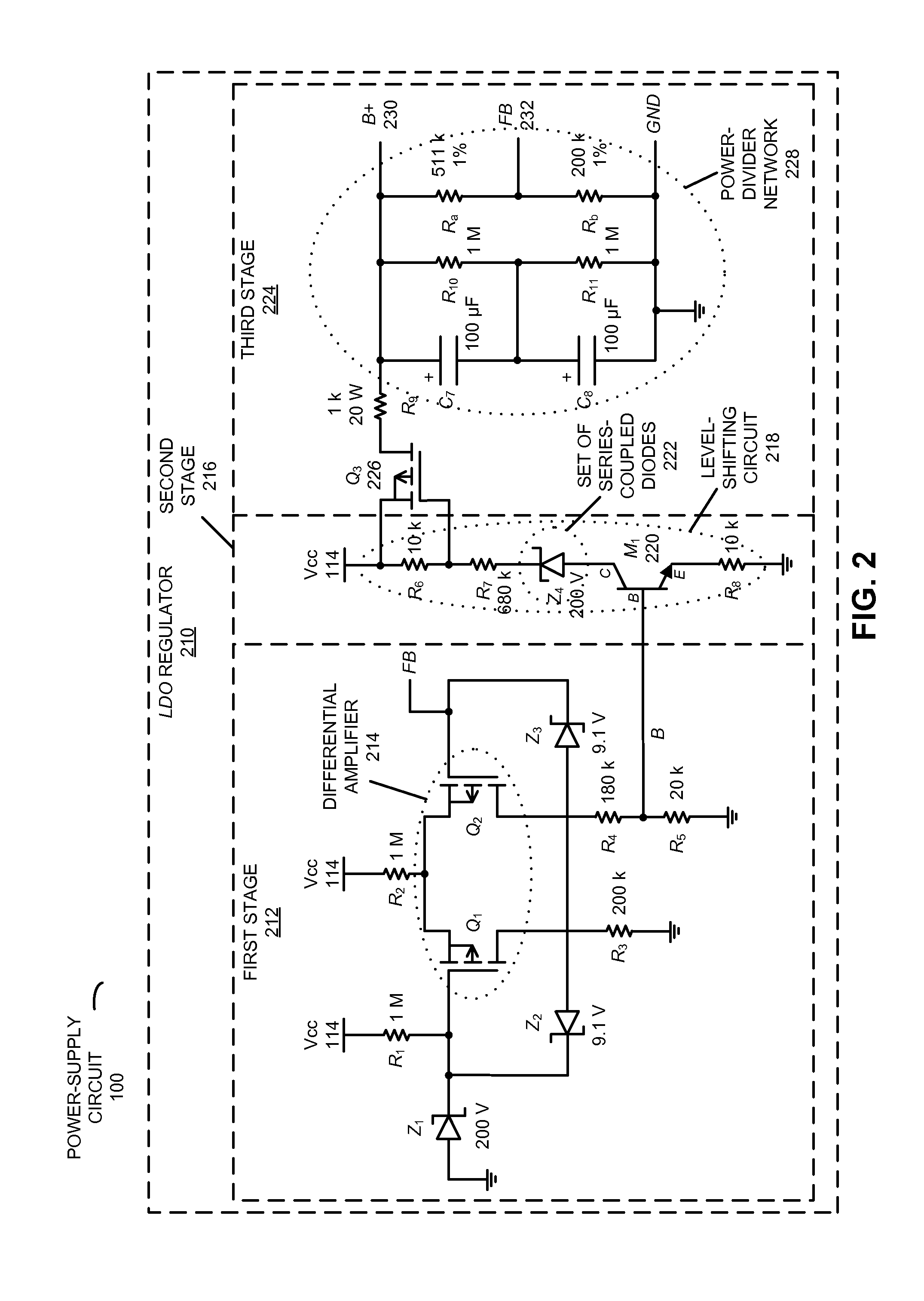 High-voltage regulated power supply