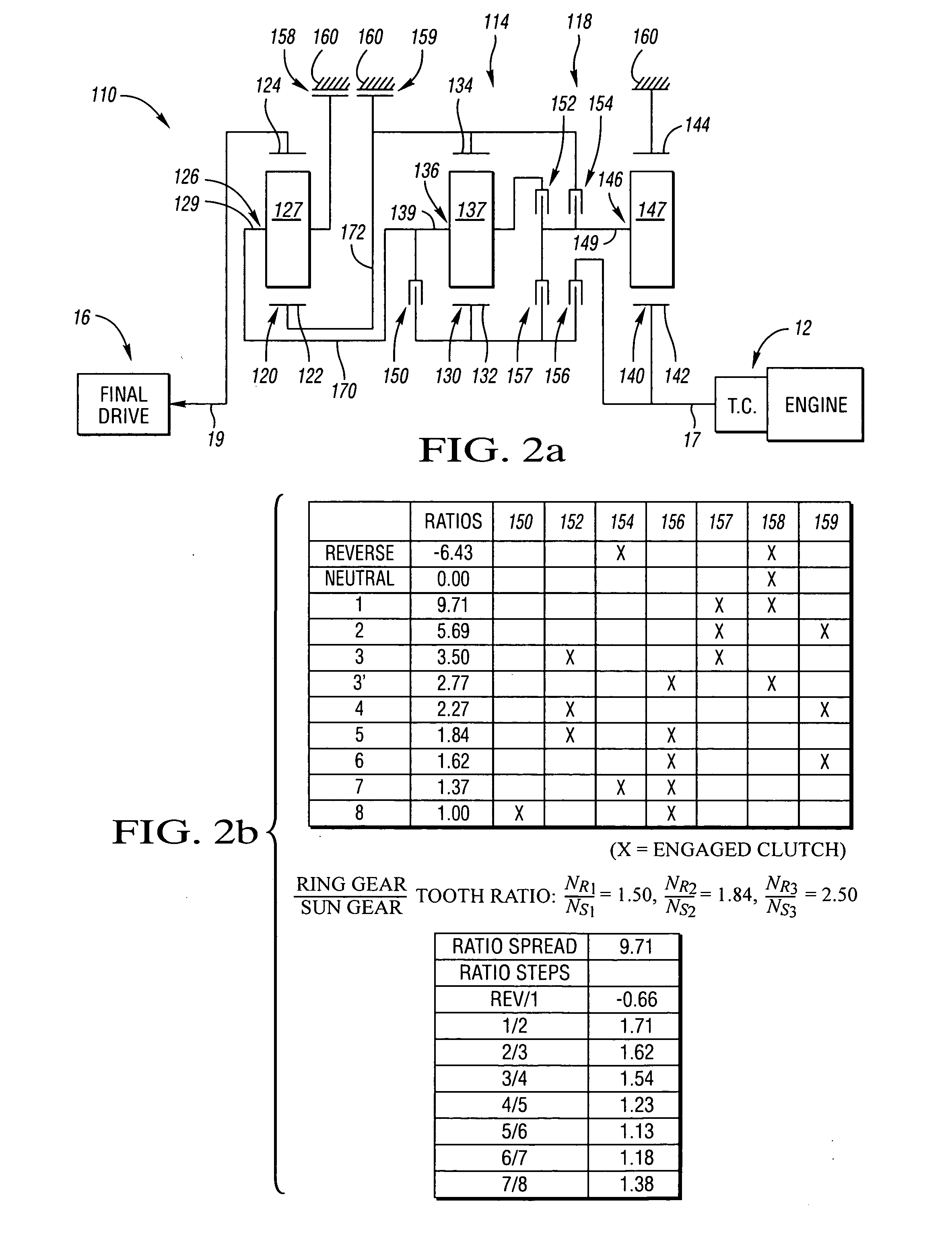 Wide ratio transmissions with a stationary planetary gear member and at least five clutches