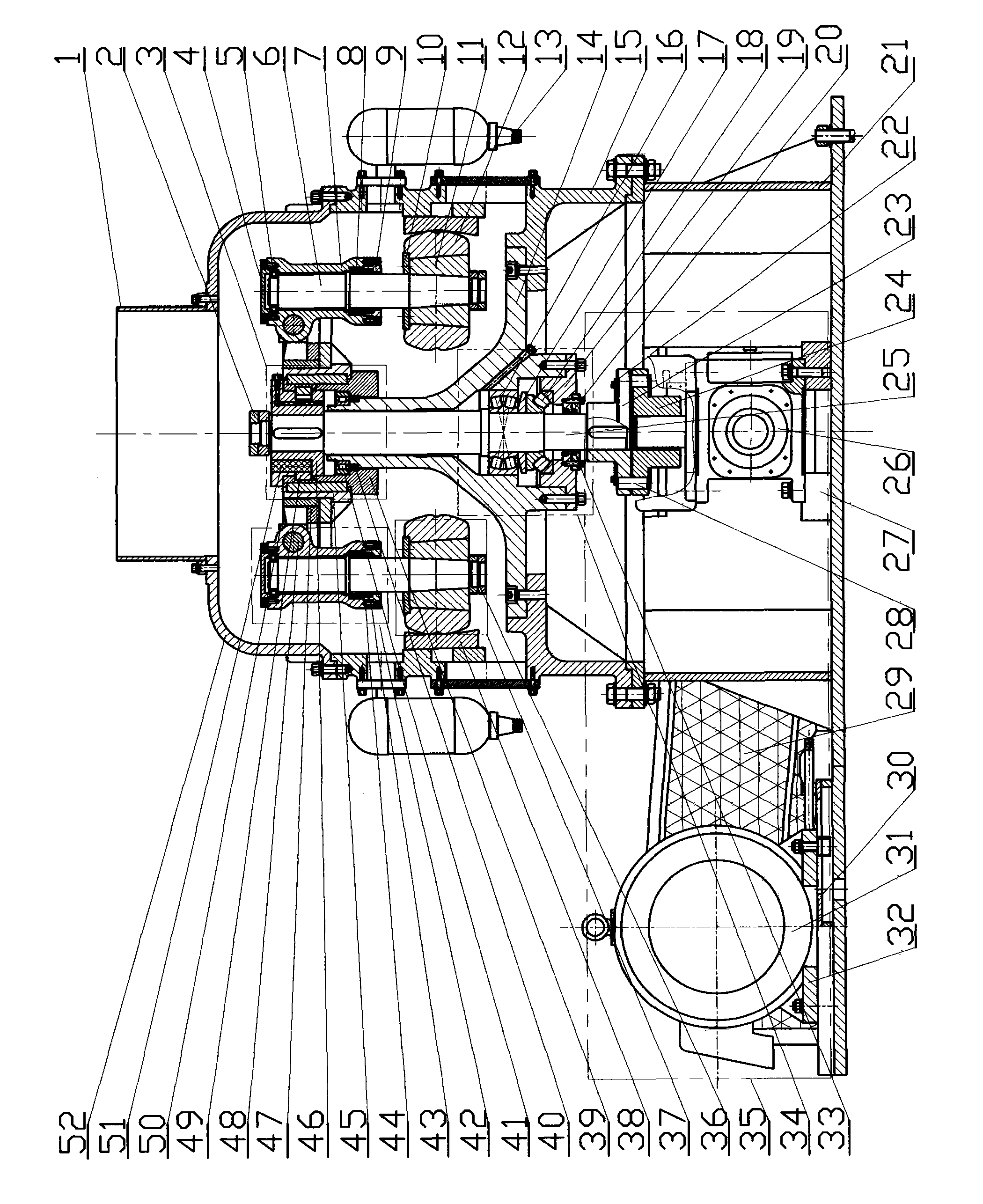 Vertical type drum and disk grinding and pulping machine