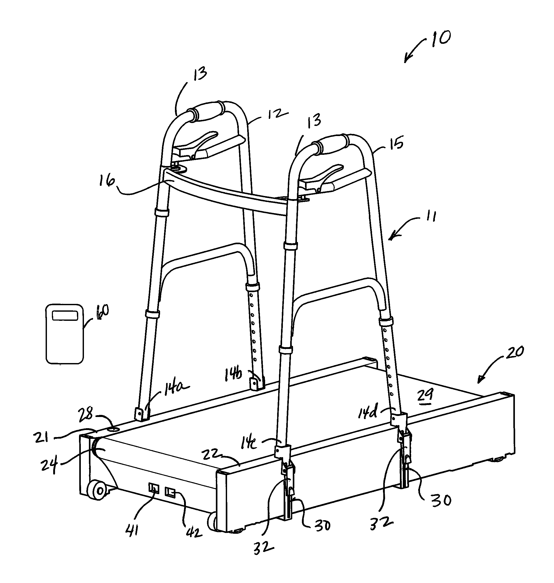 Compact treadmill with walker