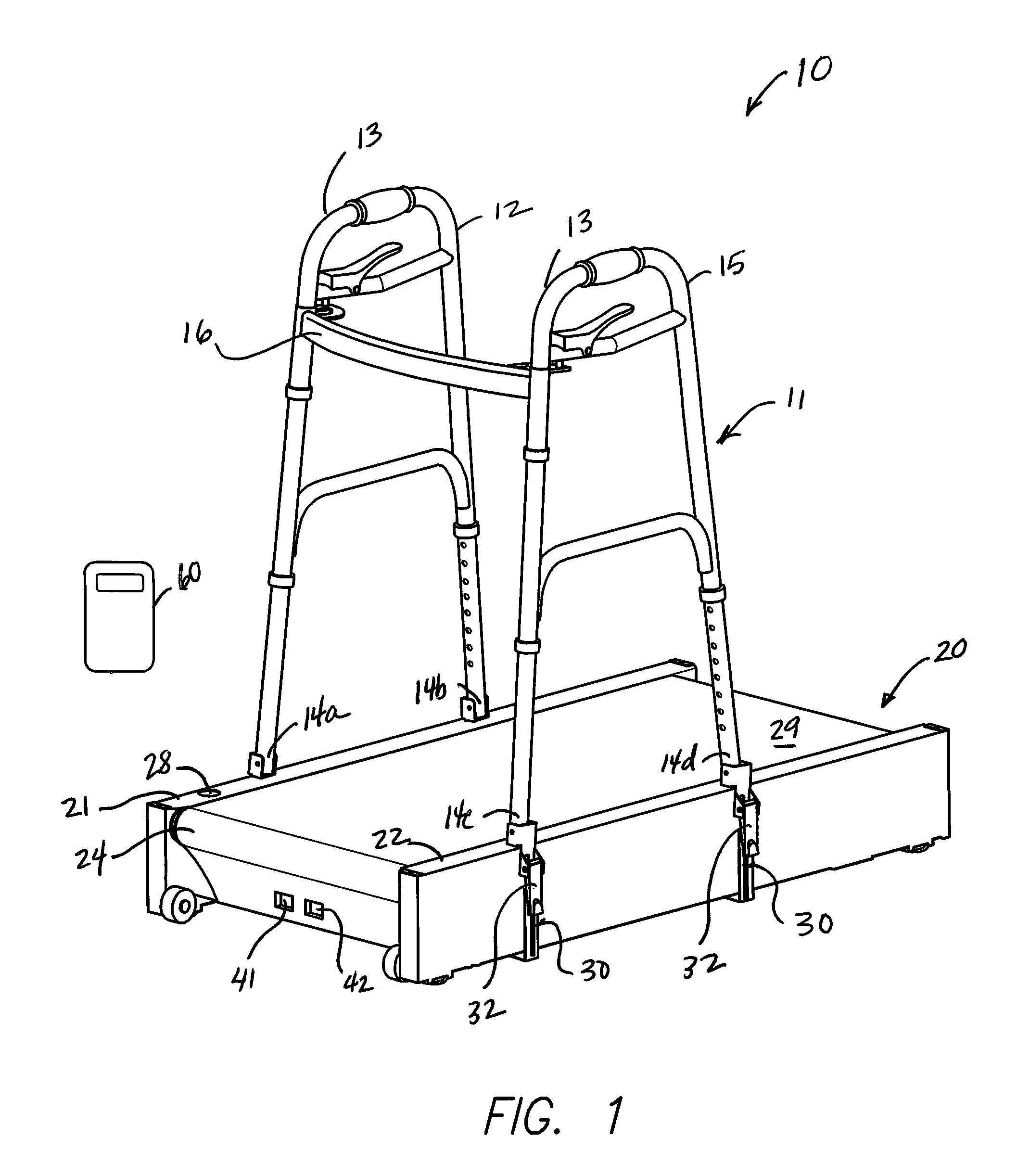 Compact treadmill with walker