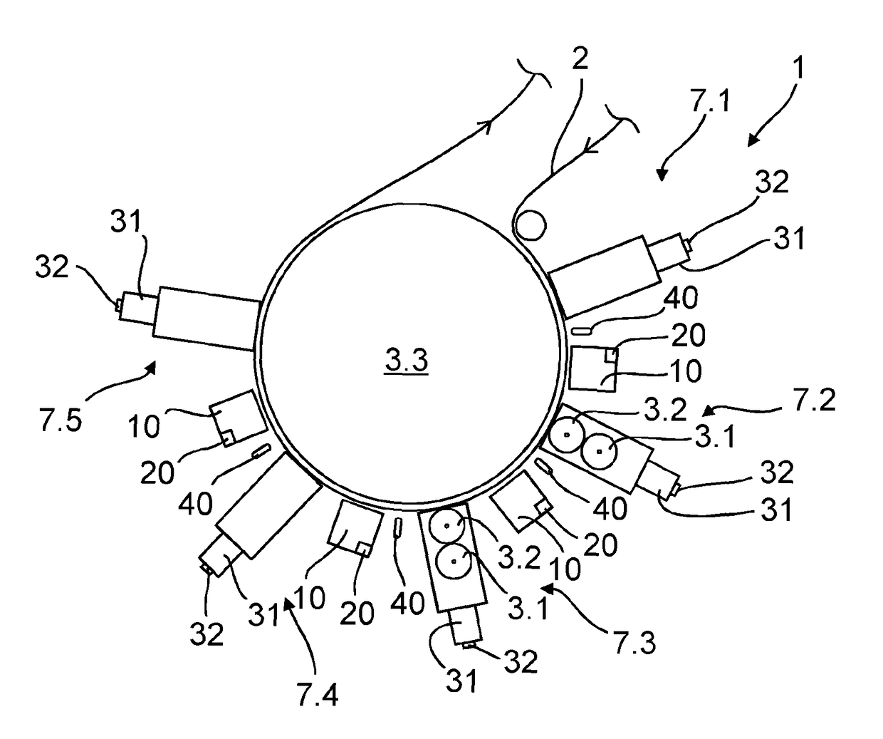 Drying device, system comprising a drying device and method for operating a drying device for drying between inking units of a printing machine