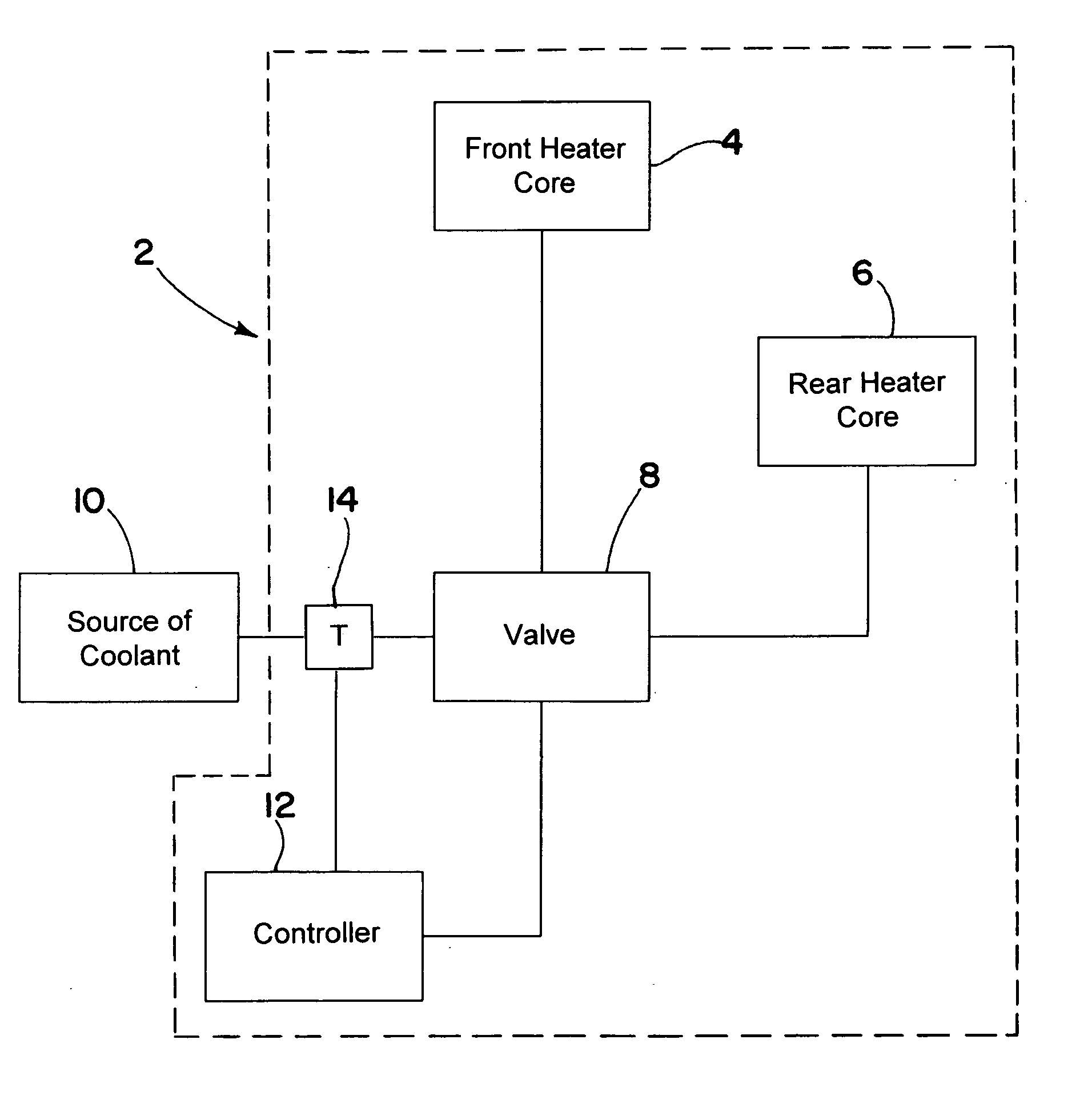 Vehicle cabin heating system with wax motor three-way valve