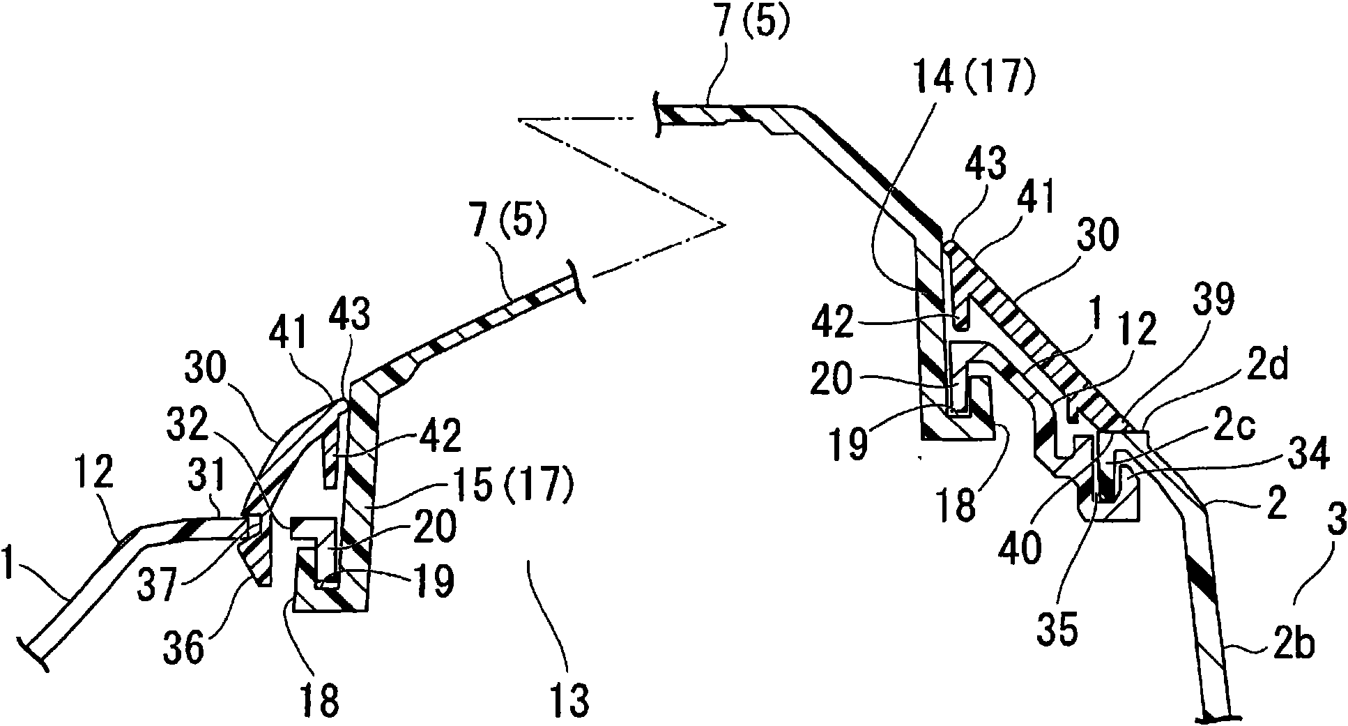 Installation structure of decoration in vehicle room