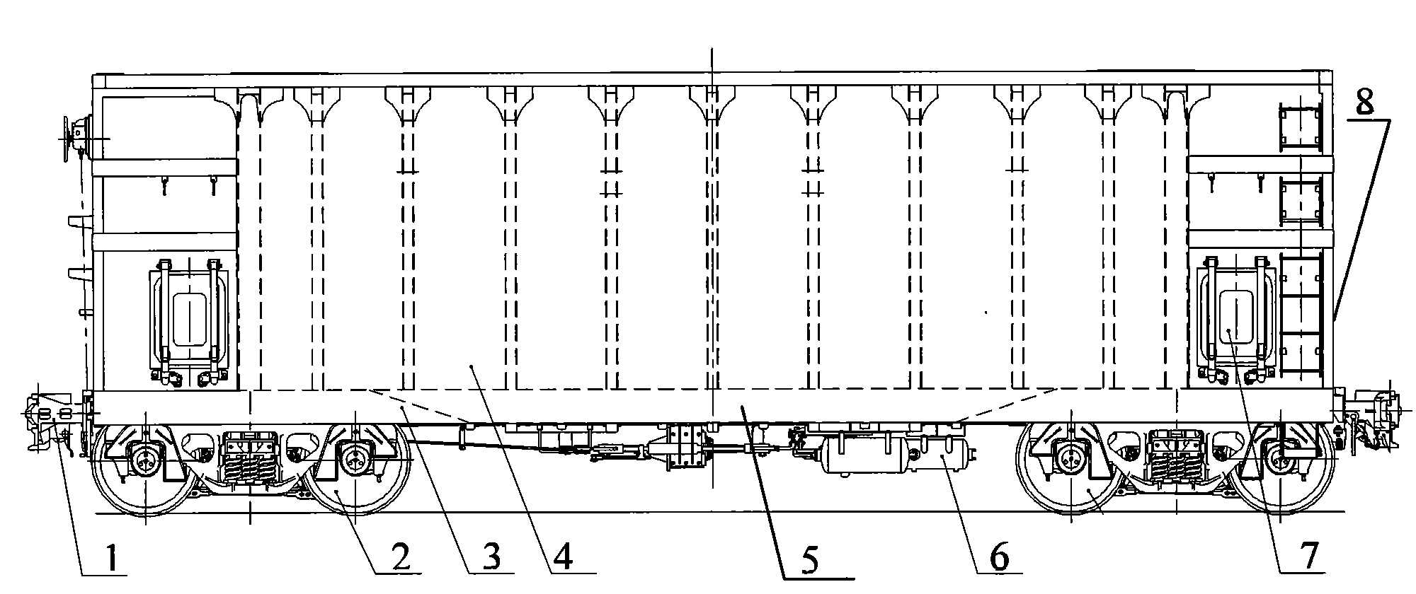 Special gondola vehicle with a shallow concave bottom for coal transportation