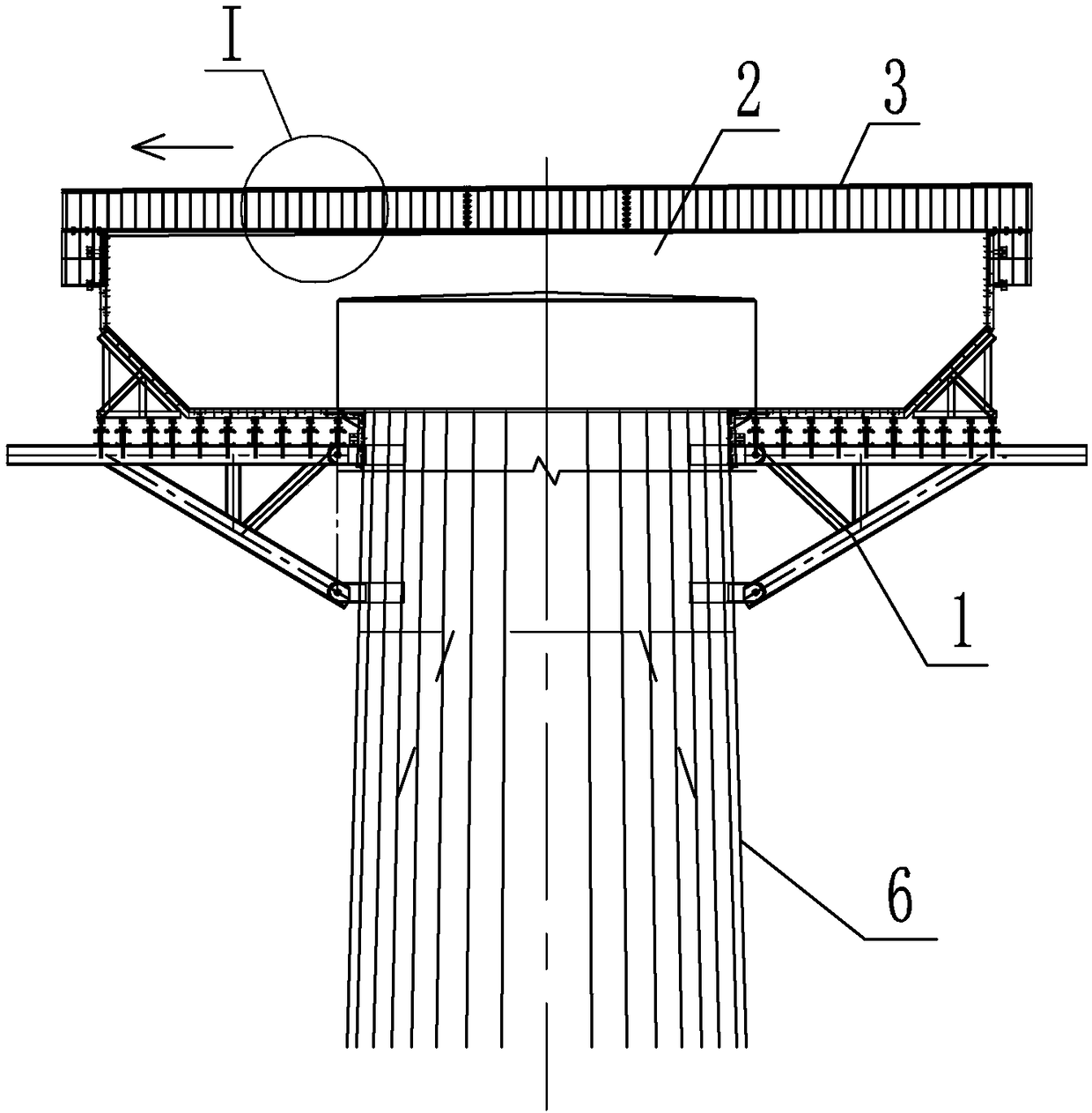 High-pier steel girder pushing supporting device and construction method