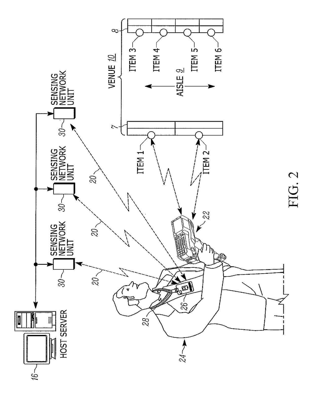 Arrangement for, and method of, locating product tags by locating users who are operating mobile readers for reading the product tags