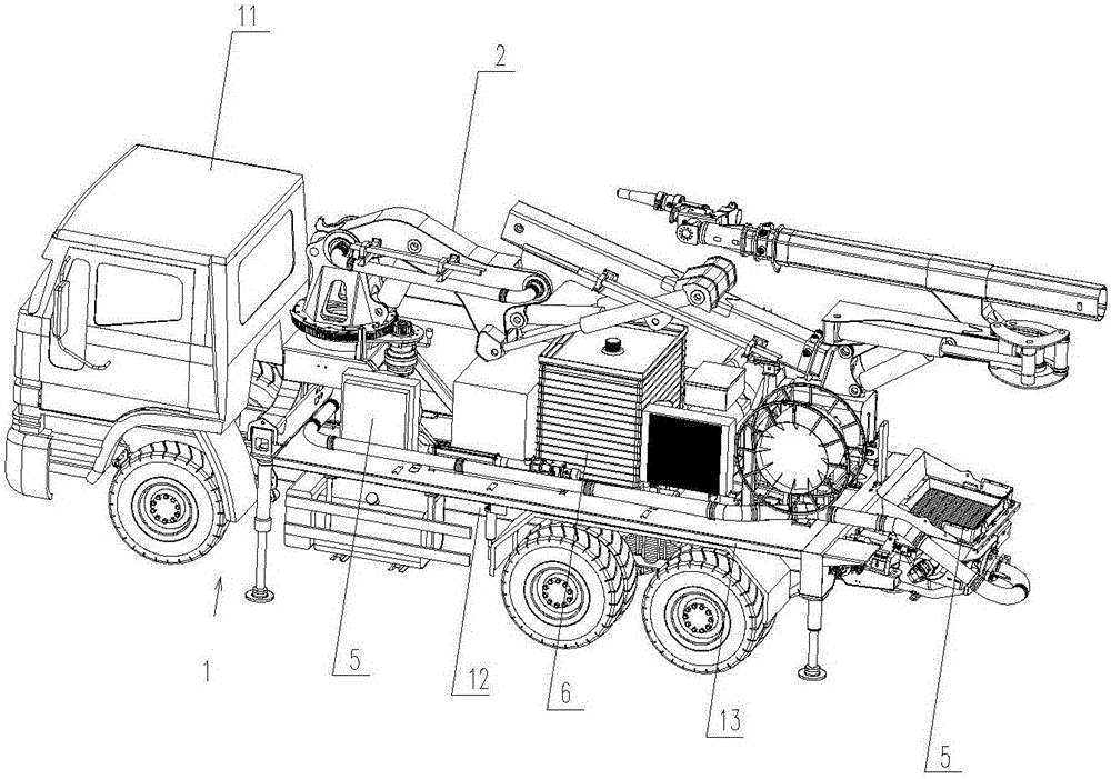 Concrete guniting truck