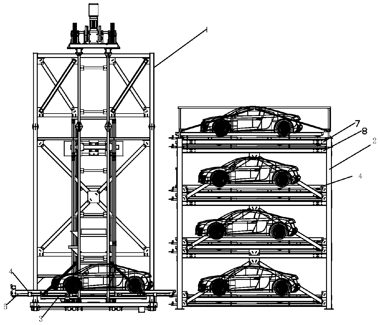 Roadway stacking mechanical parking equipment