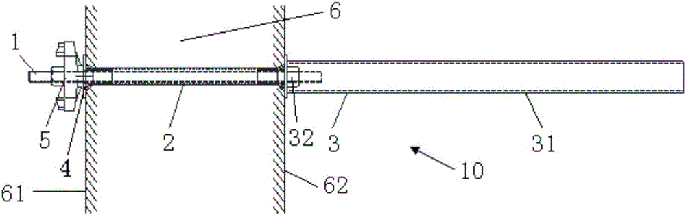 Counter-pulling wall connecting component