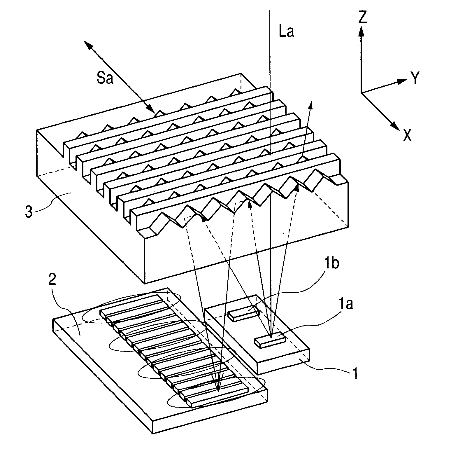 Sensor using roof mirror/roof prism array scale, and apparatus equipped with the sensor