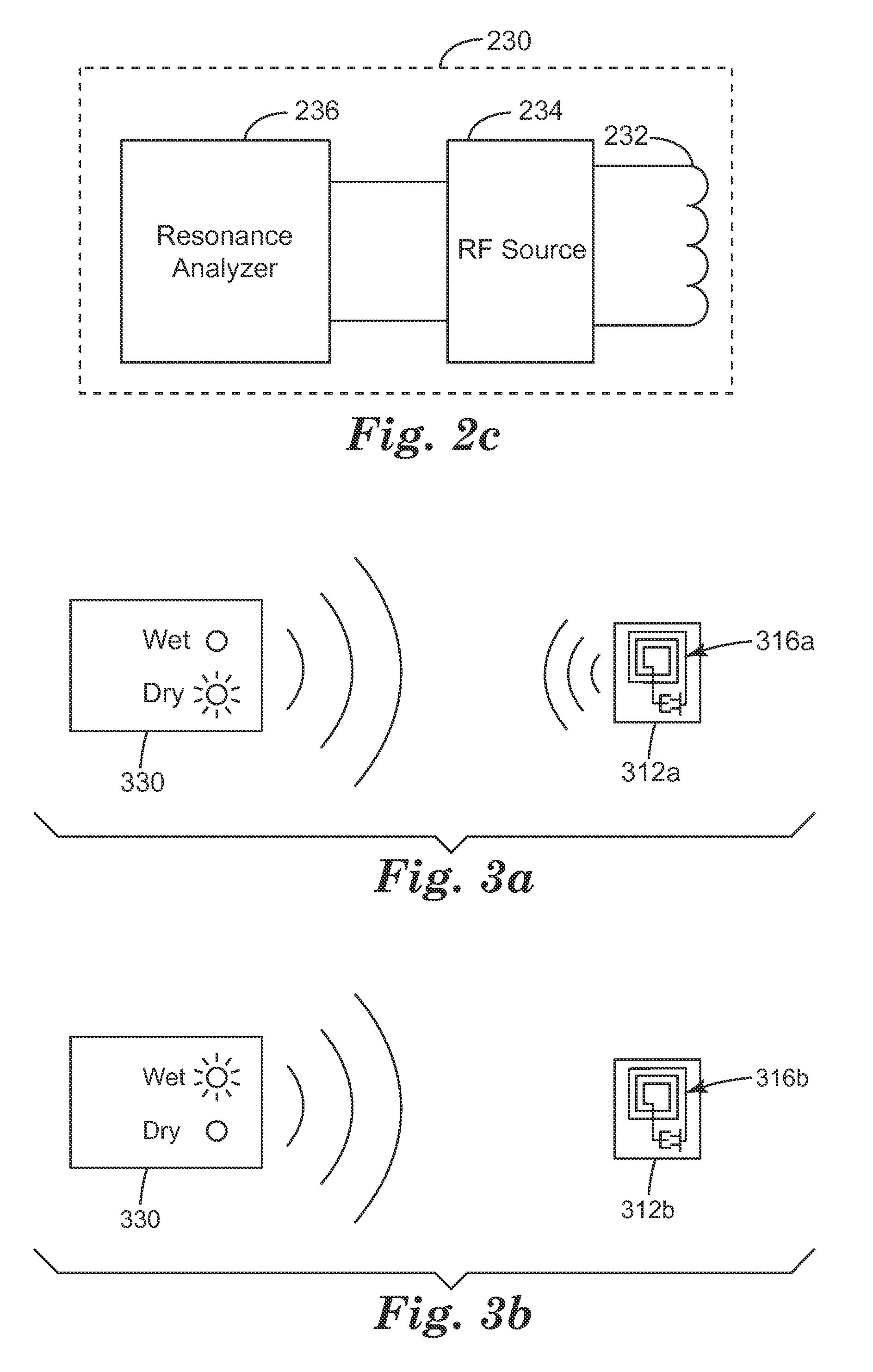 Wetness sensor using RF circuit with frangible link