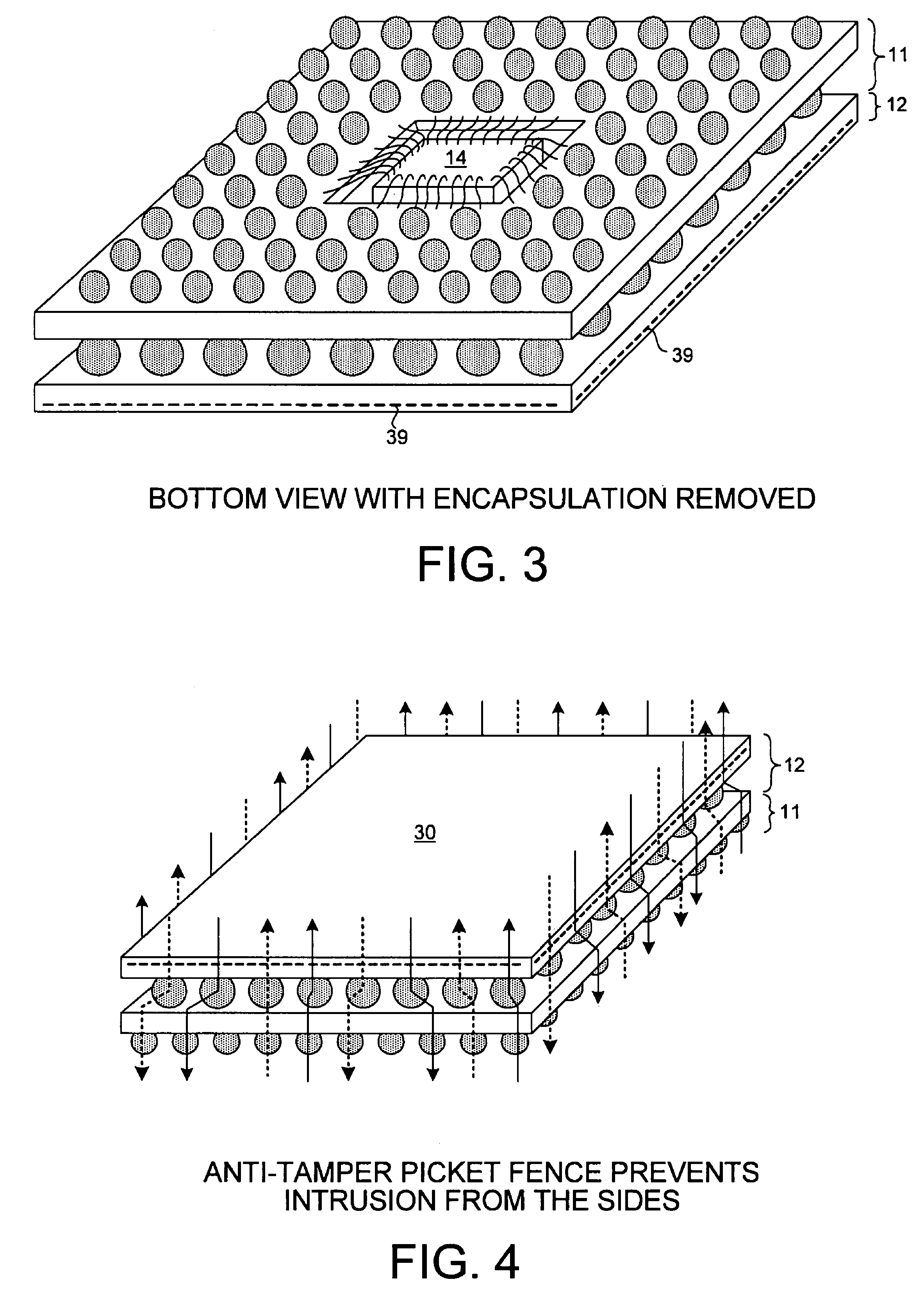 Package on-package secure module having BGA mesh cap