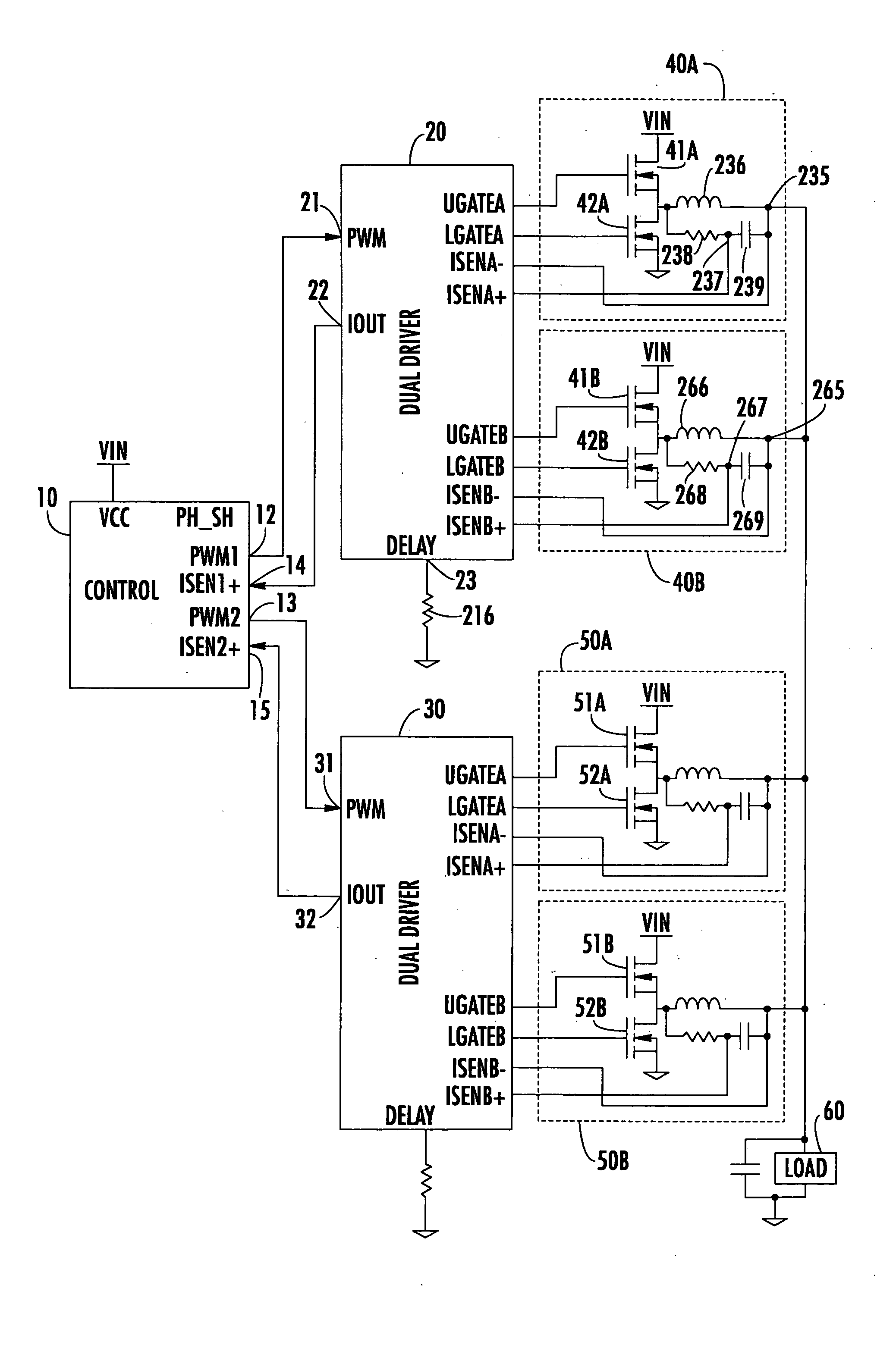 Multi-channel driver interface circuit for increasing phase count in a multi-phase DC-DC converter