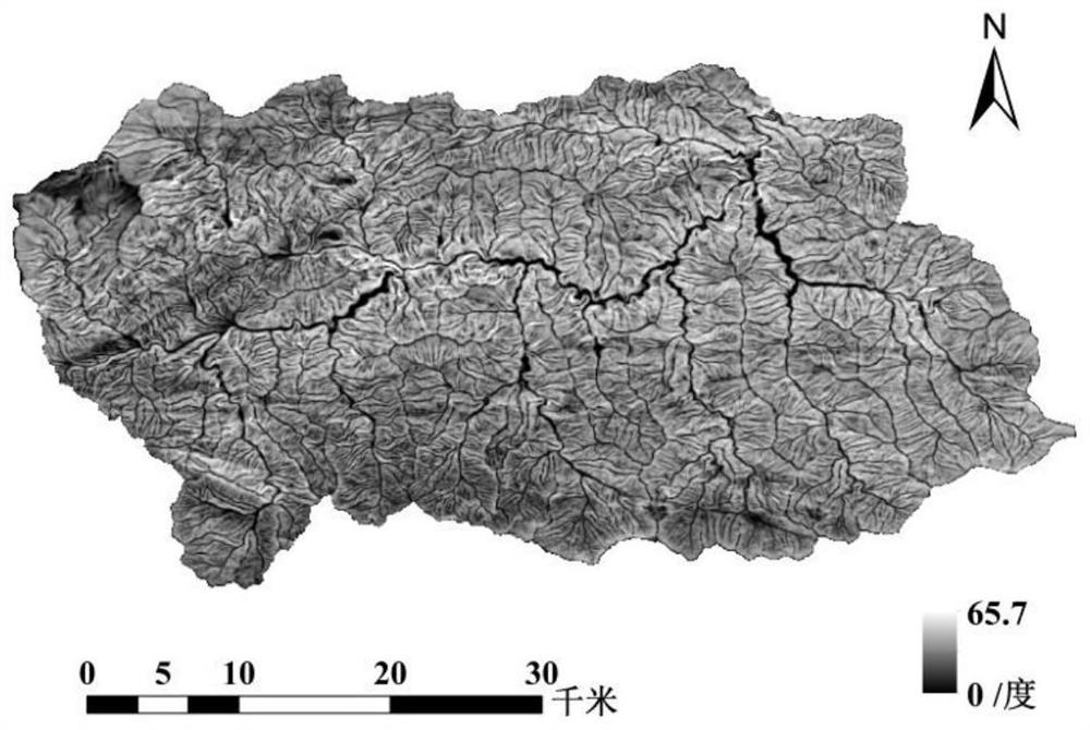 Slope flow velocity spatial distribution estimation method based on terrain and vegetation characteristics