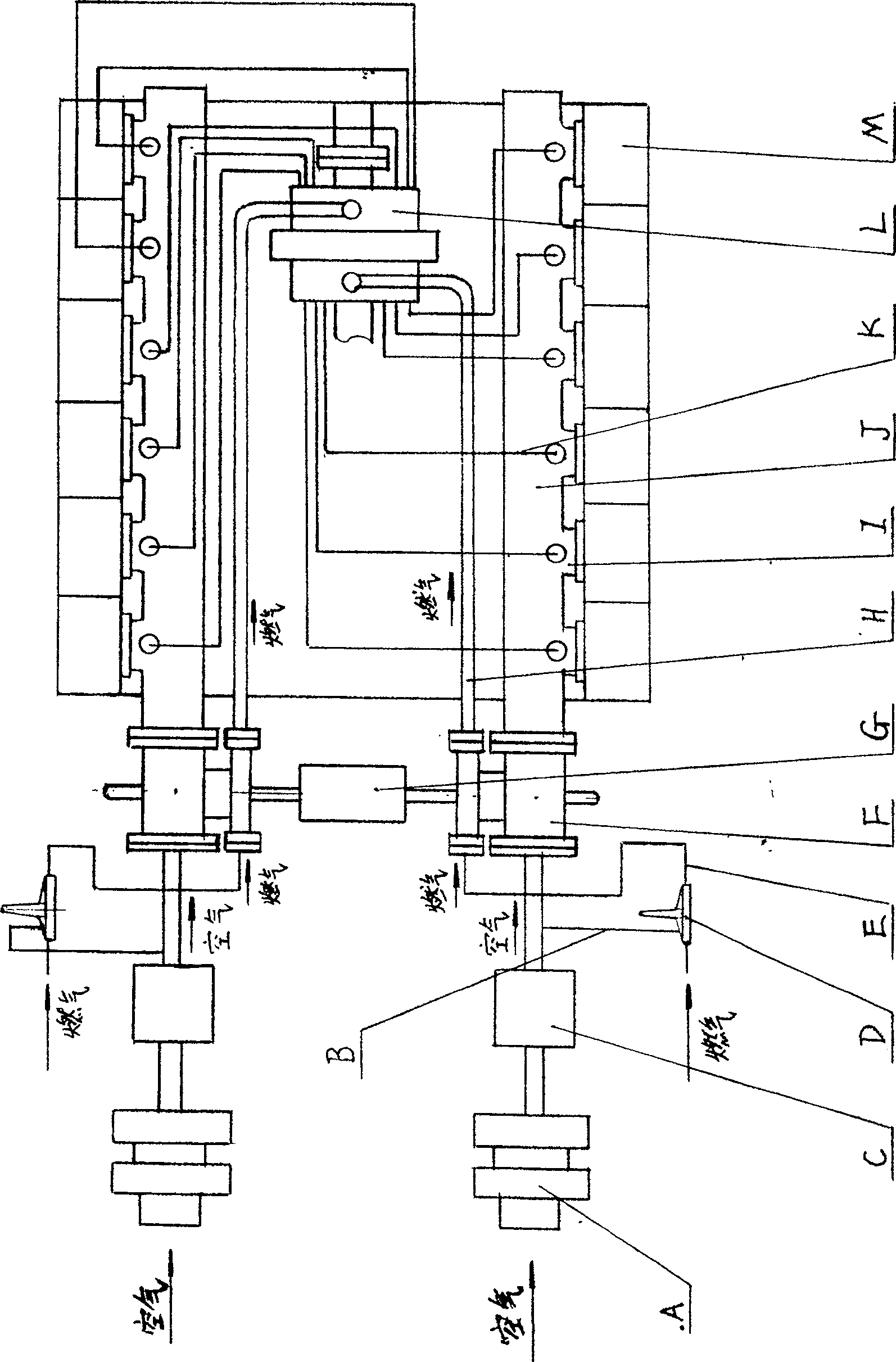 Air admission and fuel supplying system for gas engine