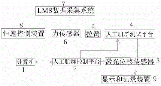 Testing device and testing method for output characteristics of artificial muscle aggregation group