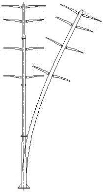 Monitoring system for power transmission pole dynamic response under wind load effect and application thereof