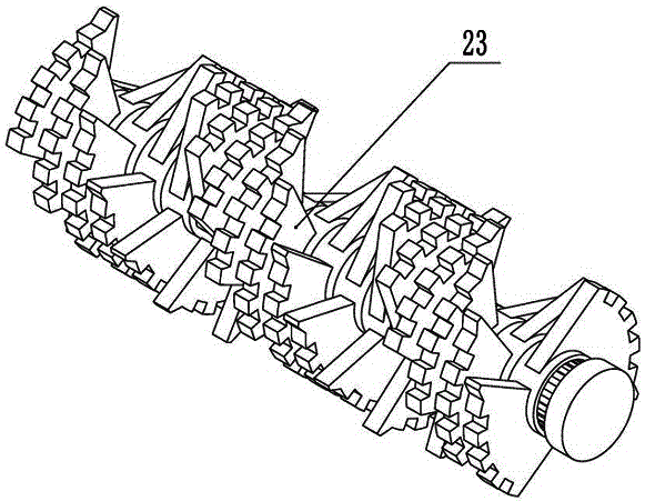 Treatment device for solid waste and household garbage pipeline to transport large ground pieces and control method of treatment device