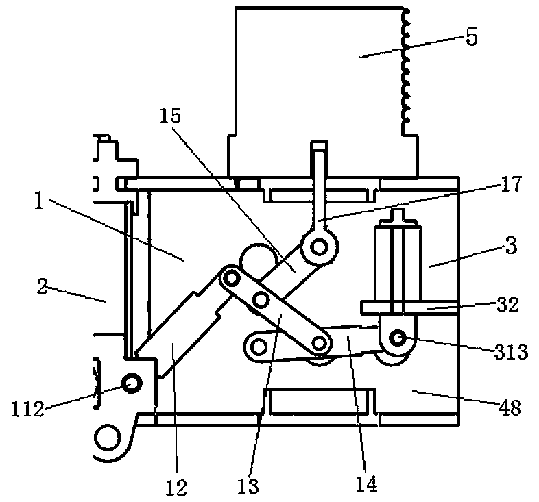 Three-phase circuit breaker with phases arranged in delta shape and operating mechanism thereof