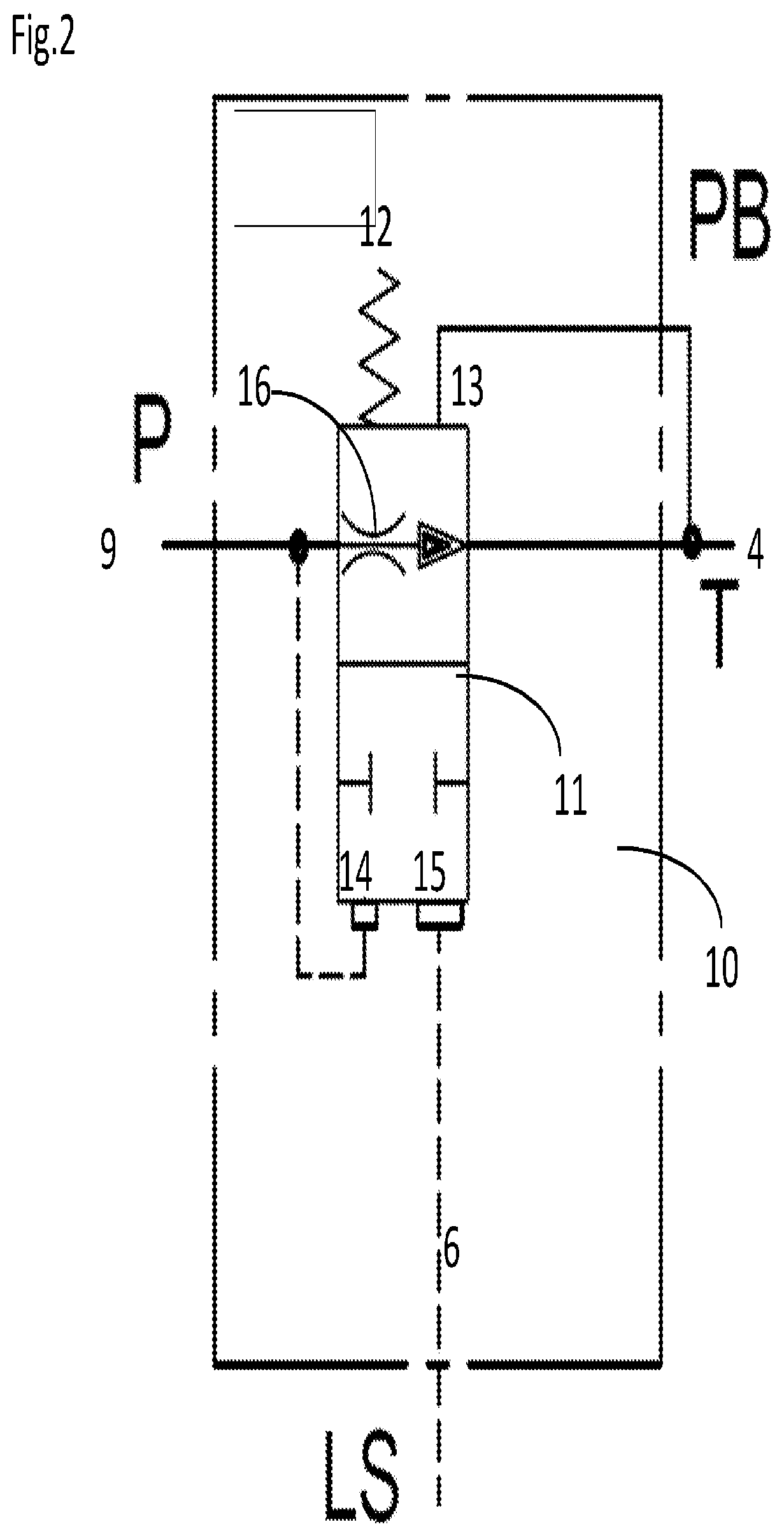 Hydraulic distributor with valve device with active discharge in load sensing circuits