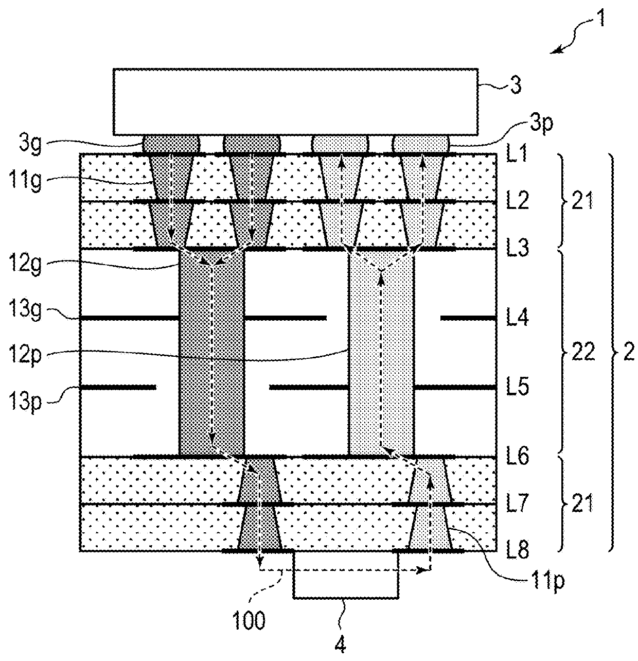 Printed wiring board, printed circuit board, and electronic  apparatus