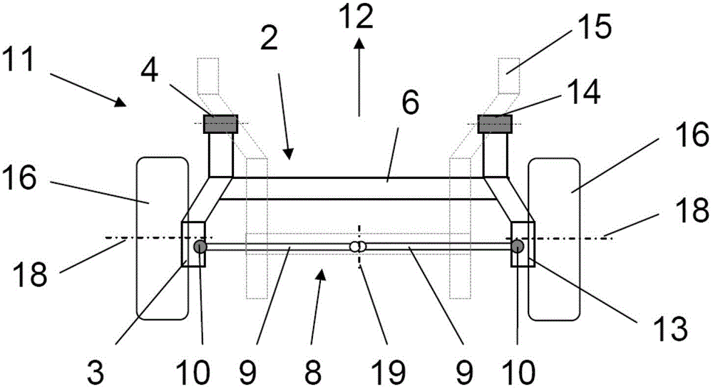 Torsion beam axle with additional watt linkage