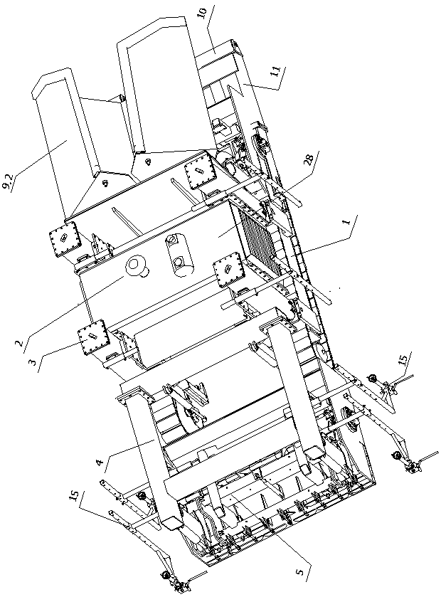 Zero-clearance rear-mounted mold slip form paver