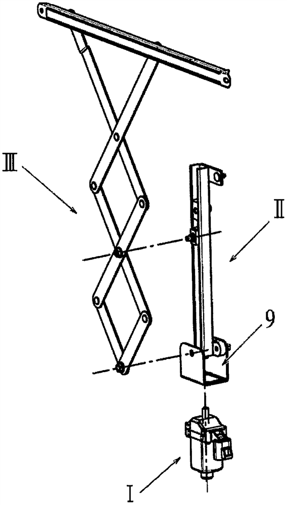 Lead screw driving quadrilateral movement mechanism of automobile glass lifter