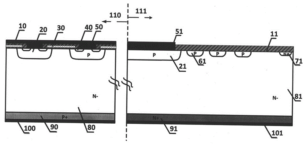 Collector-electrode short-circuit IGBT structure integrating diode