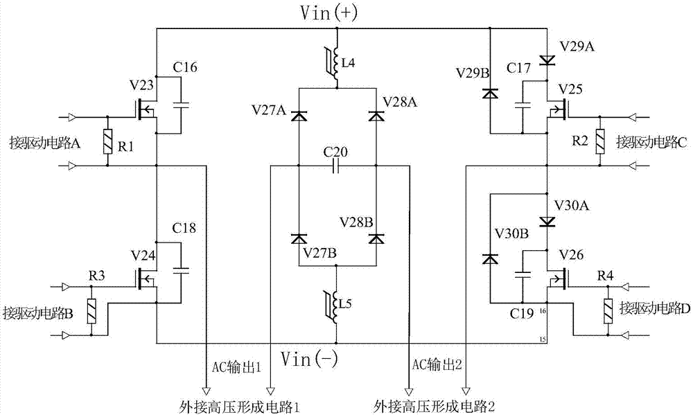 Modularized radar transmitter high-voltage power DC-AC converter circuit