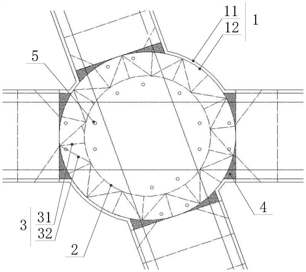 Supporting system at transfer node of urban rail transit transfer station and construction method