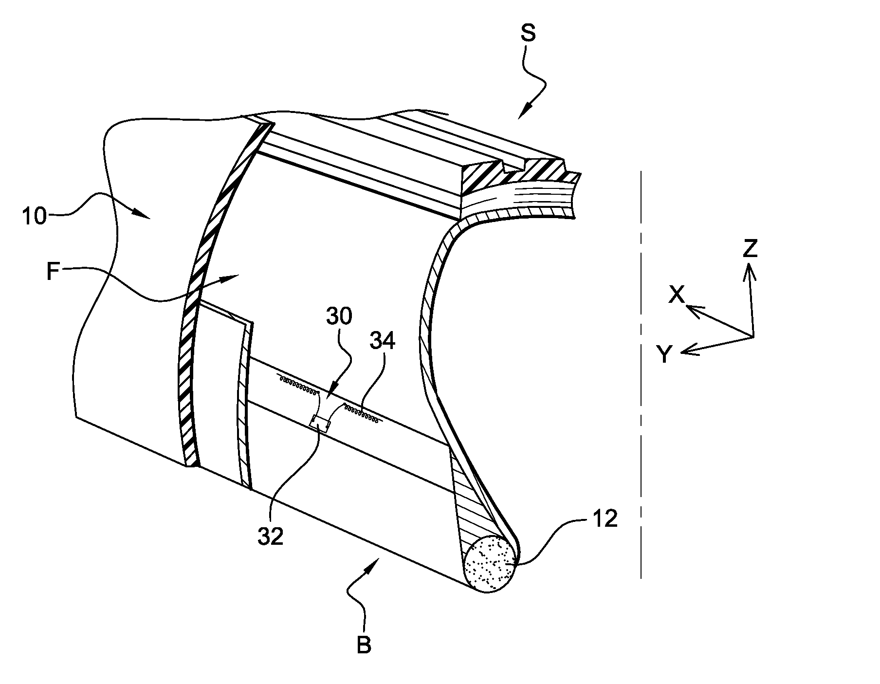 Tyre having a member with an offset antenna