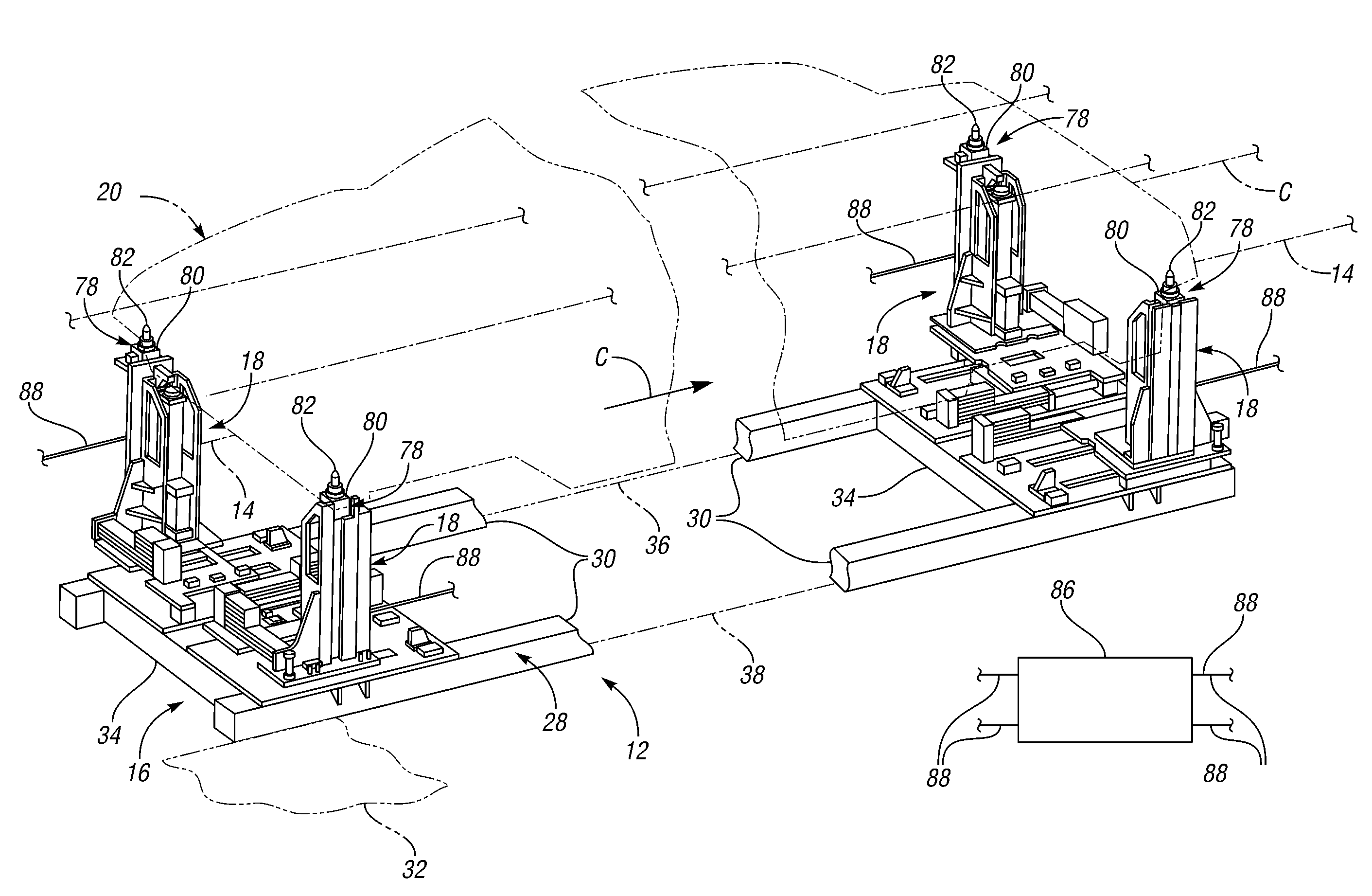 Assembly line vehicle body positioning