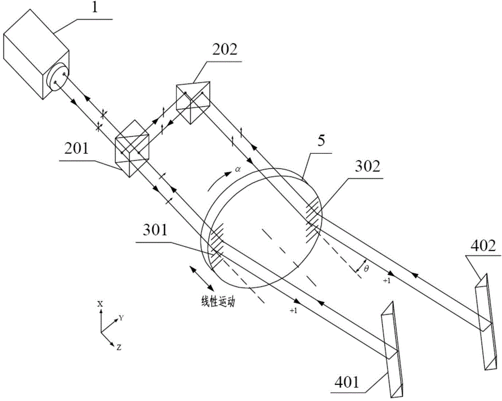 Double-diffractive-grating heterodyning interference roll angle measuring device and method