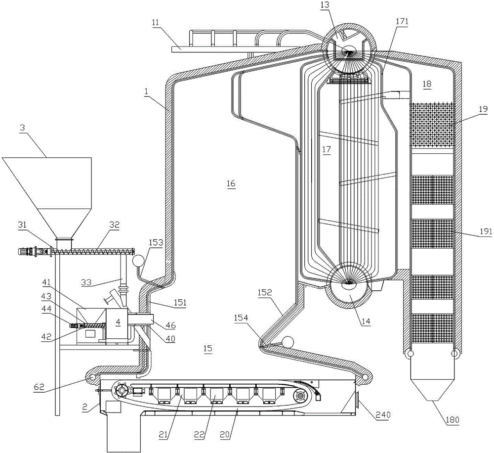 Ultralow-emission nitrogen oxide biomass chain boiler