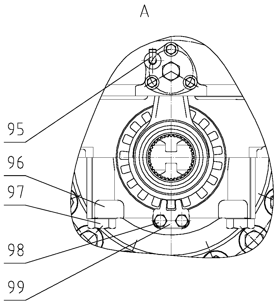 Medium bridge main speed reducer assembly with through shaft disengagement and engagement device