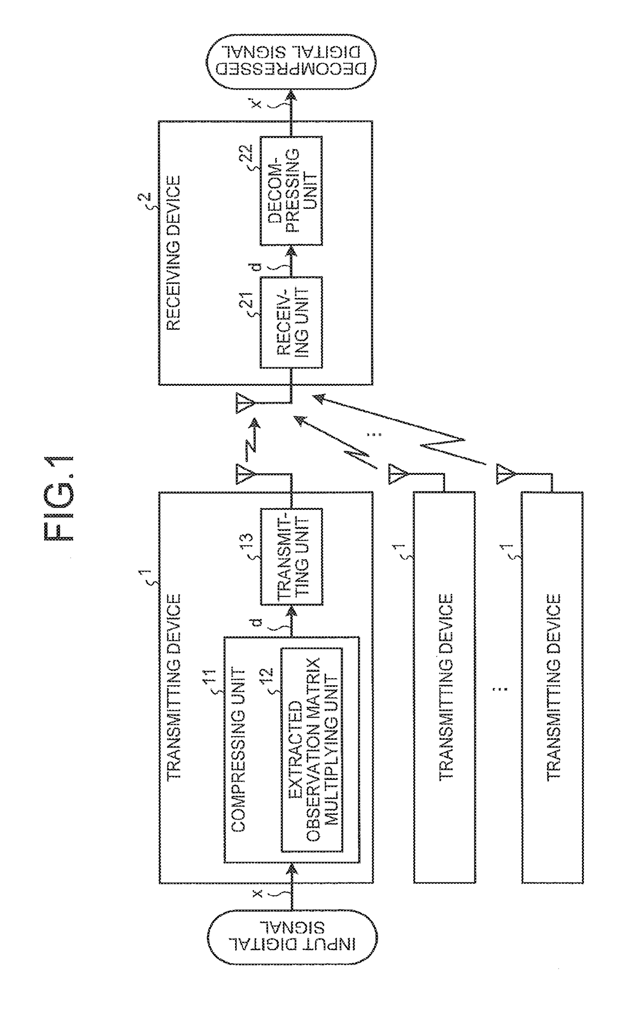 Transmitting device, receiving device, and transmitting and receiving system