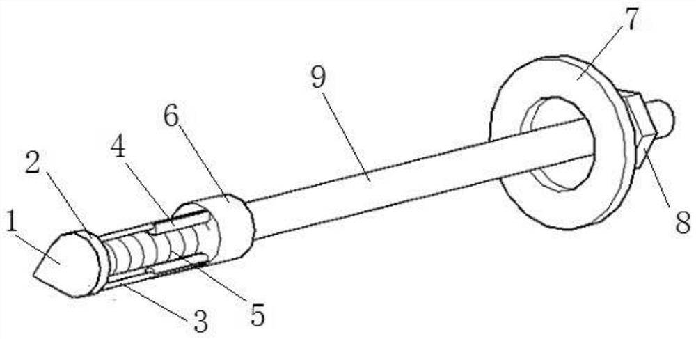 An expandable anchor rod with an anchor head and its construction method