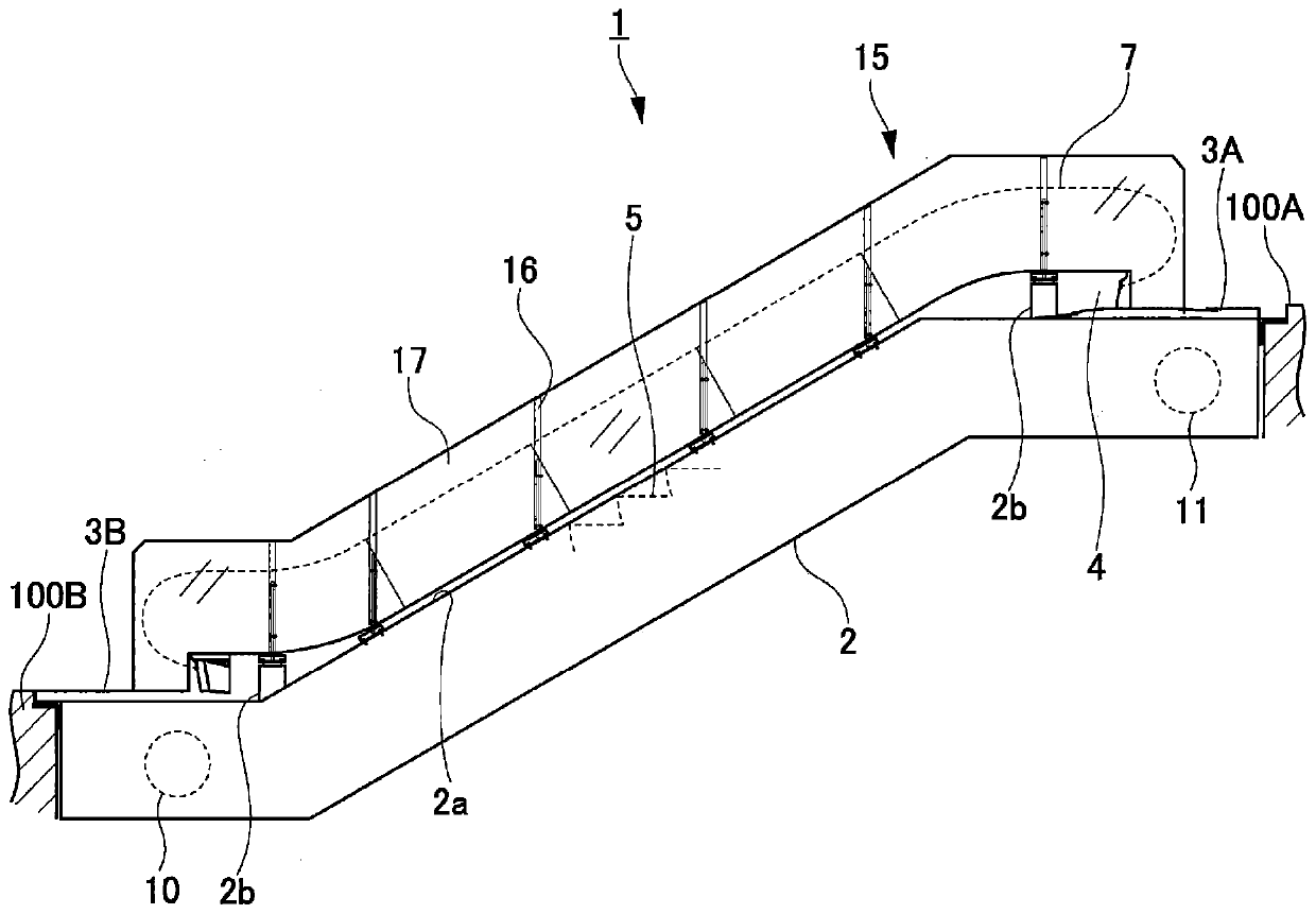 Falling object prevention guard rail of passenger conveyor belt and the passenger conveyor belt