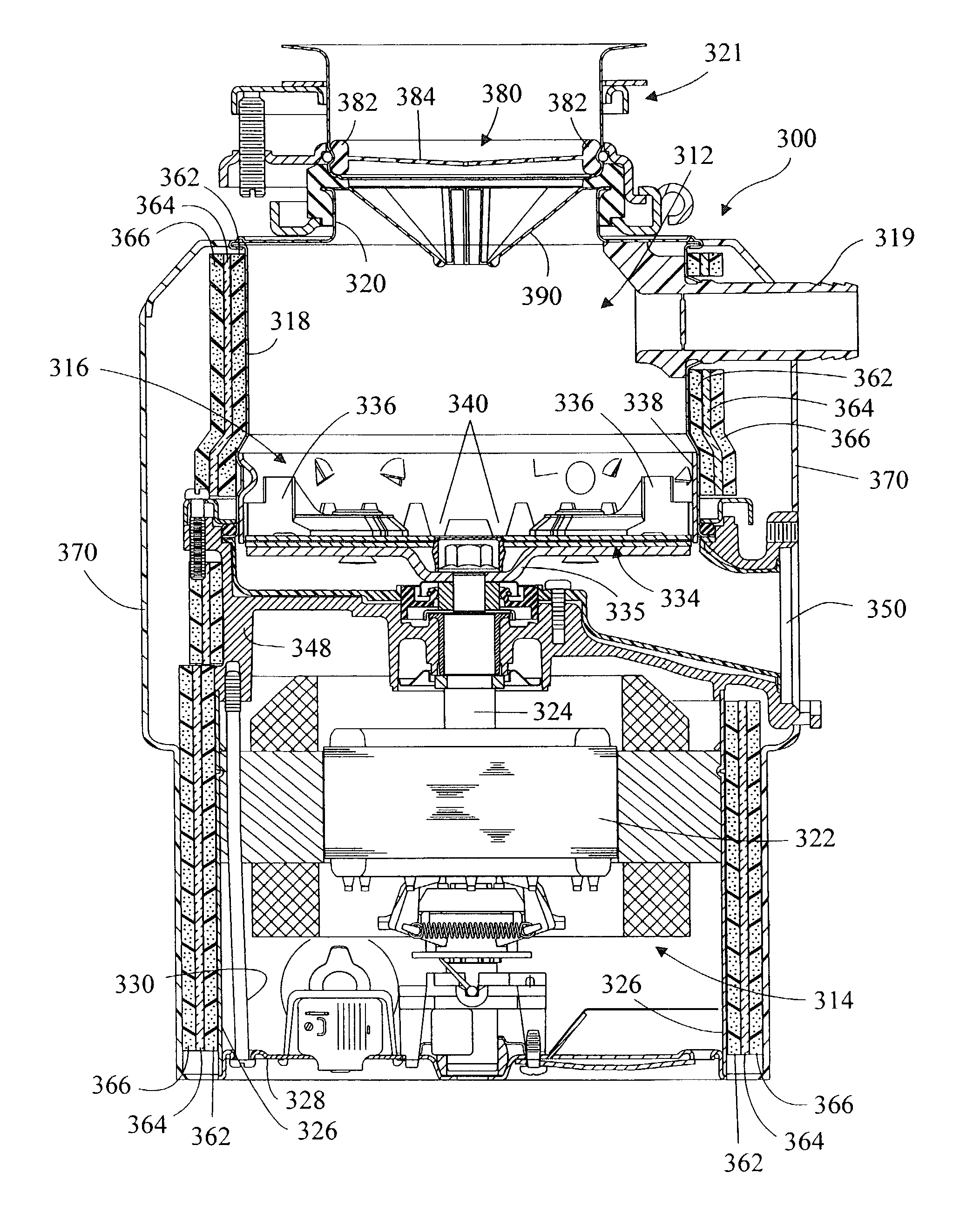 Noise reduced food waste disposer