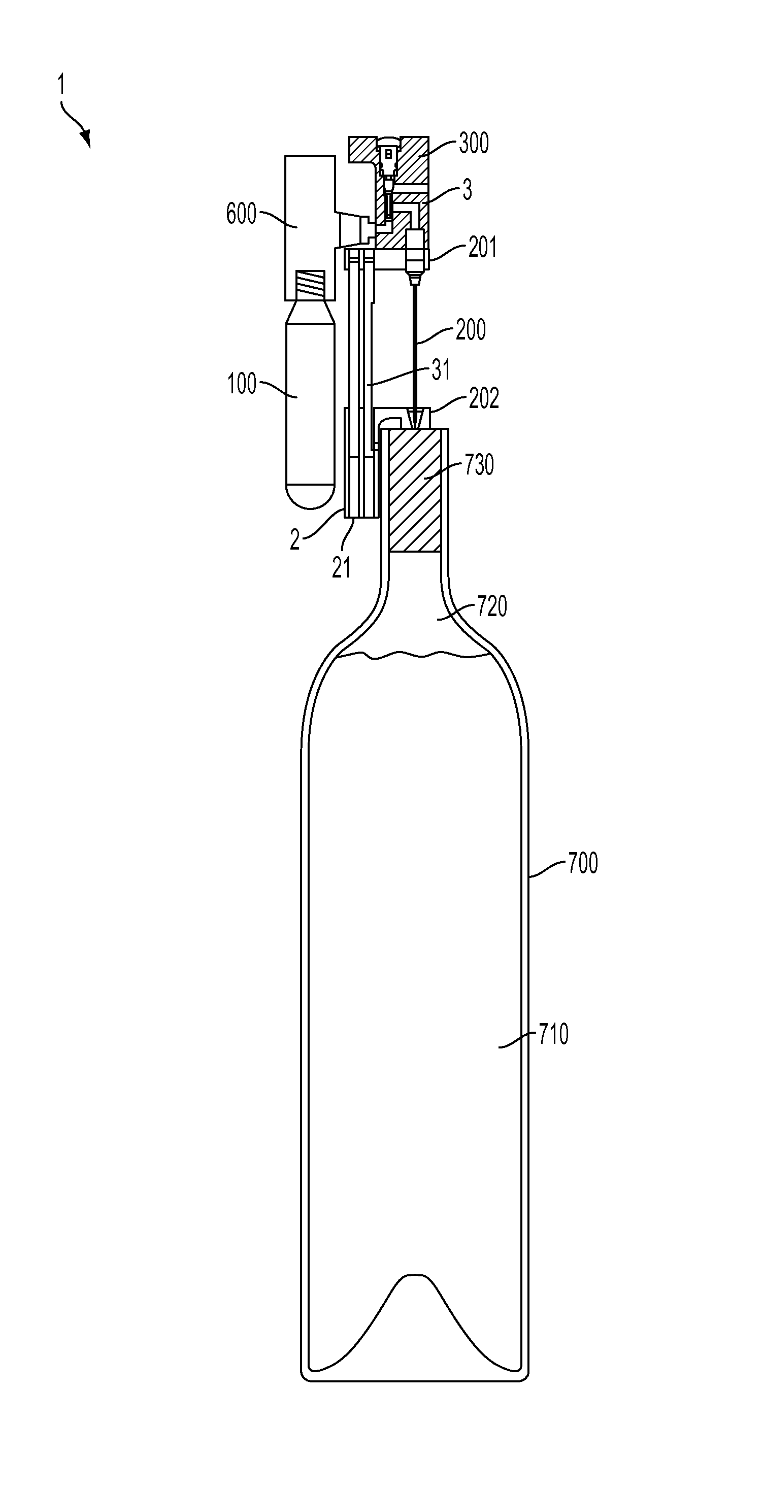 Method and apparatus for beverage extraction with improved gas cylinder access